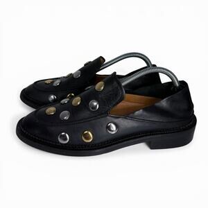 Other Stories Womens Leather Studded Loafers Black Sz 8 Made Portugal Punk